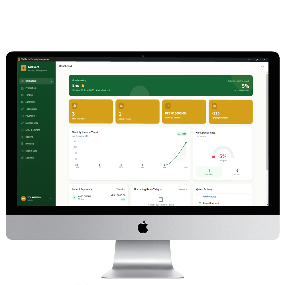 MaliRent property management app